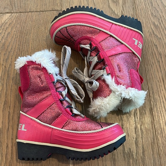 Sorel Pink Glitter Winter Boots - 8 - Picture 4 of 7